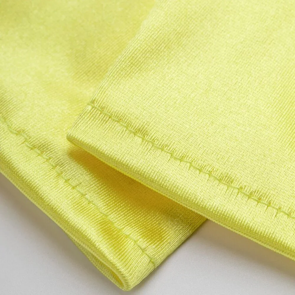 Women's Yellow Vintage Satin Long Gloves Party Costume Stretchy Elbow Length